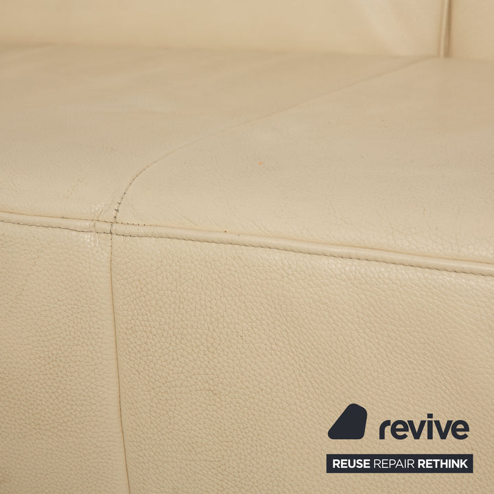 Ewald Schillig Monda Status Leder Ecksofa Récamière links Creme Weiß manuelle Funktion