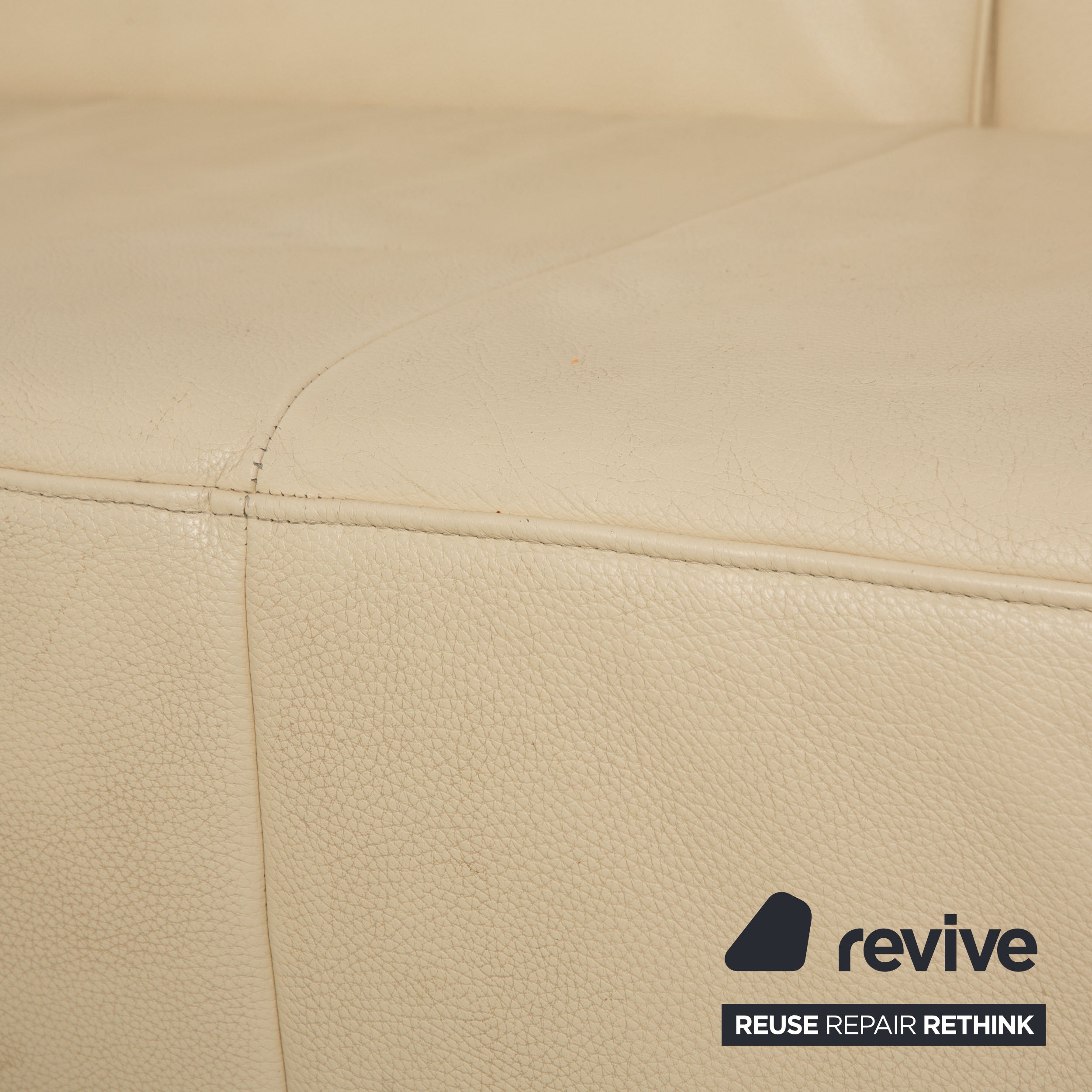 Ewald Schillig Monda Status Canapé d'angle en cuir Récamière gauche Blanc crème fonction manuelle