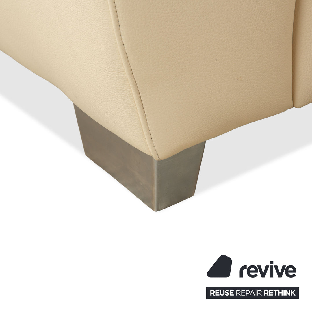 Ewald Schillig Monda Status Leder Ecksofa Récamière links Creme Weiß manuelle Funktion