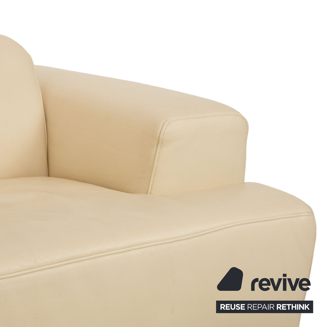 Ewald Schillig Monda Status Leder Ecksofa Récamière links Creme Weiß manuelle Funktion