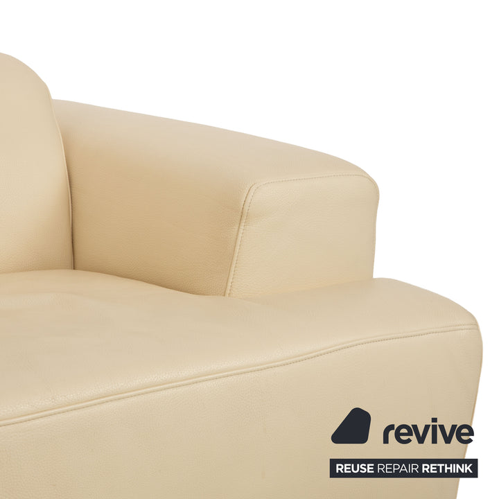 Ewald Schillig Monda Status Leder Ecksofa Récamière links Creme Weiß manuelle Funktion