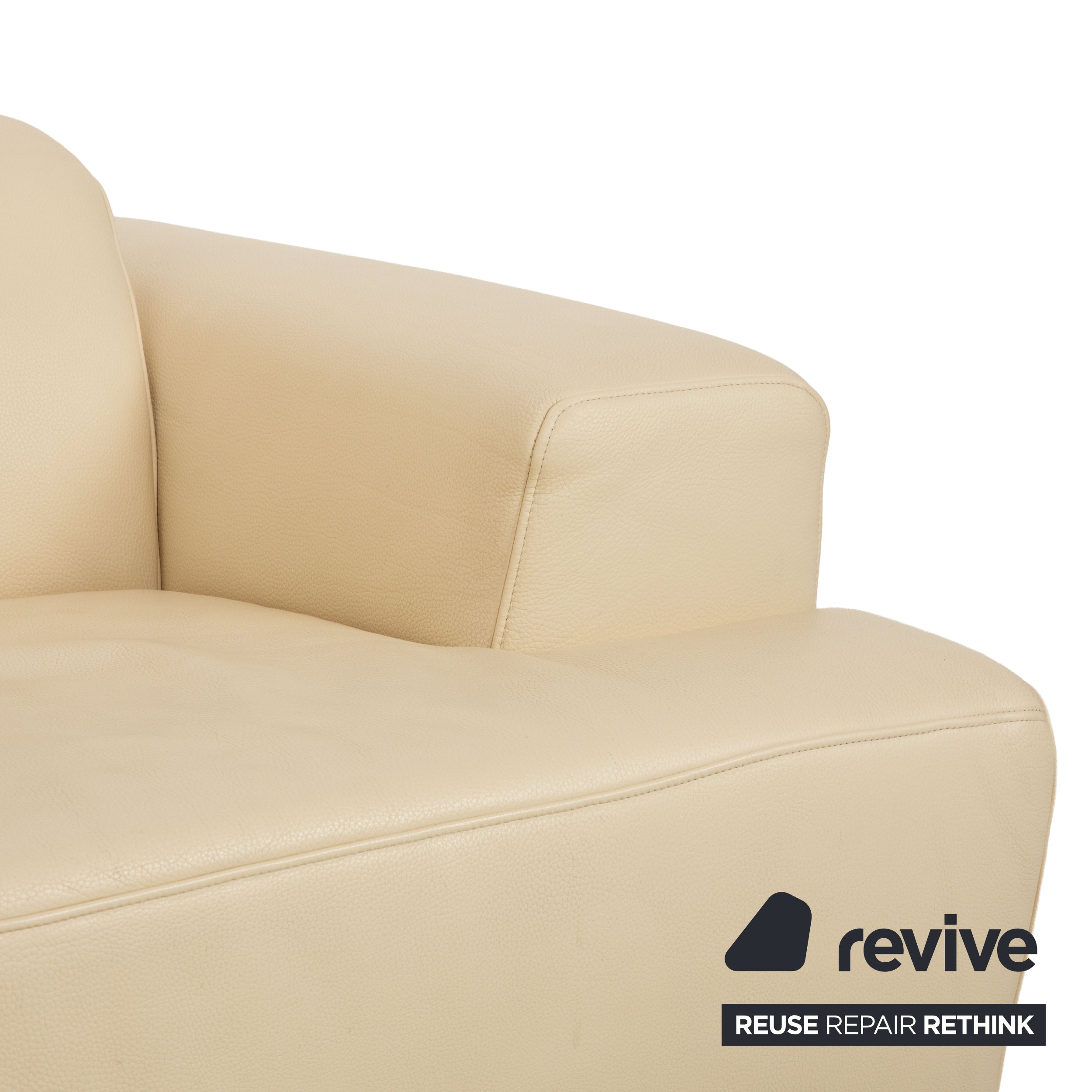 Ewald Schillig Monda Status Canapé d'angle en cuir Récamière gauche Blanc crème fonction manuelle