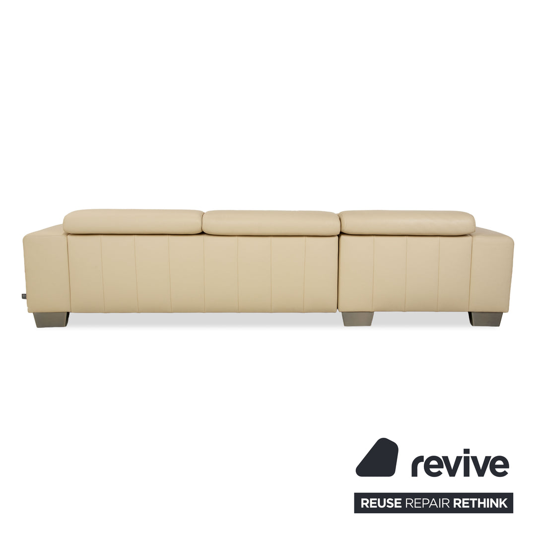 Ewald Schillig Monda Status Leder Ecksofa Récamière links Creme Weiß manuelle Funktion