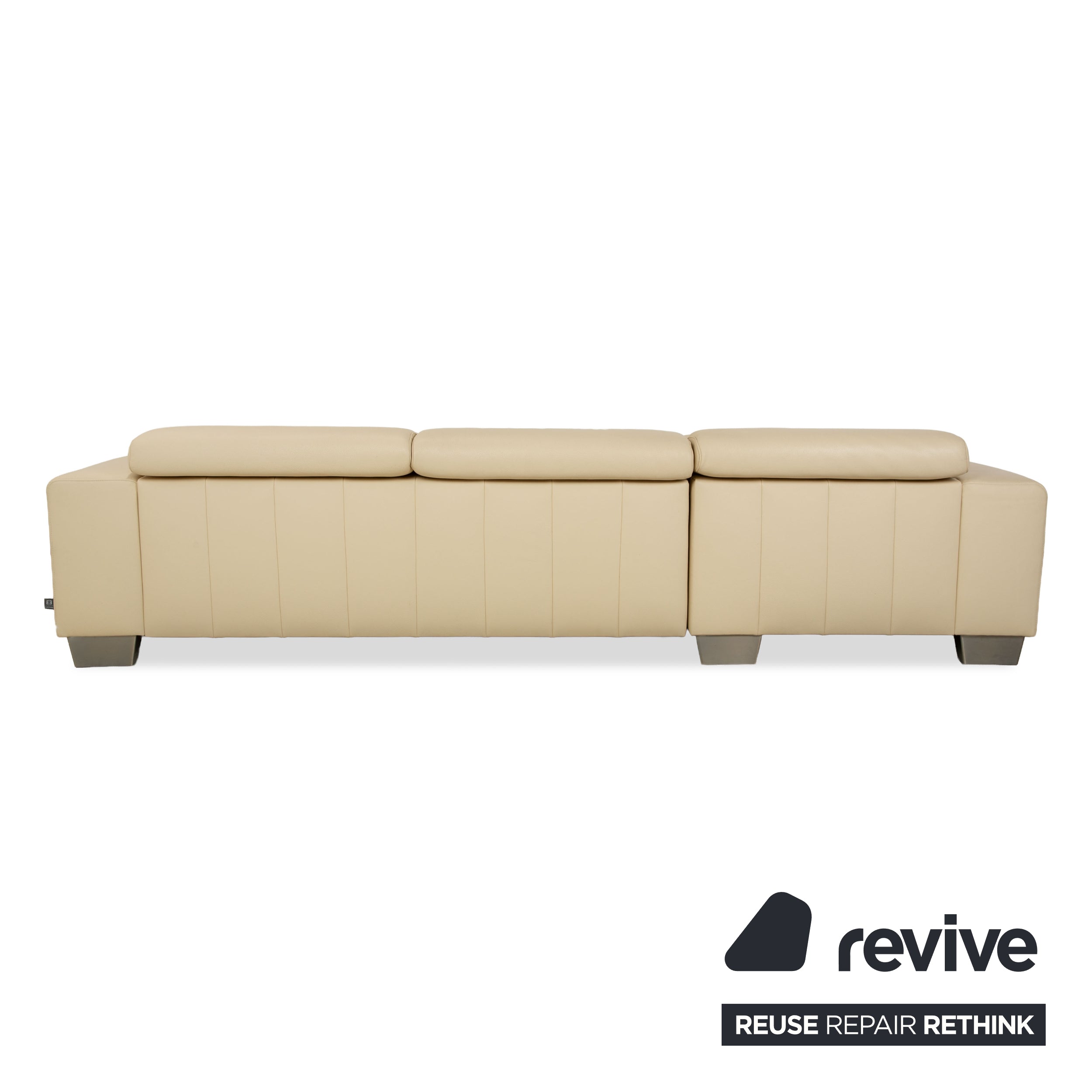 Ewald Schillig Monda Status Canapé d'angle en cuir Récamière gauche Blanc crème fonction manuelle