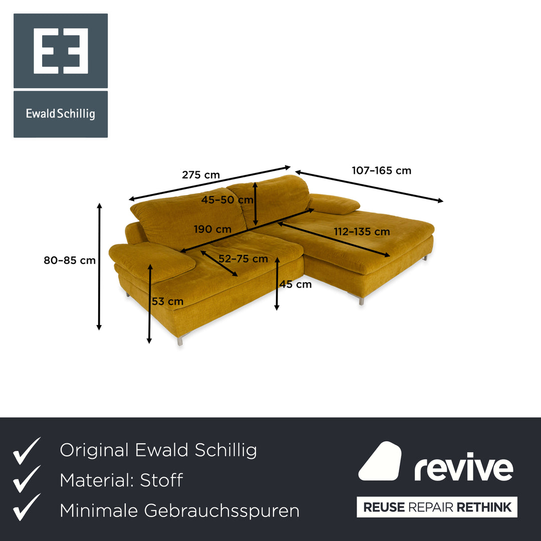 Ewald Schillig Mondo Ocean Stoff Ecksofa Gelb Recamiere Rechts Sofa Couch manuelle Funktion