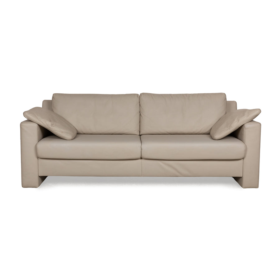 Ewald Schillig Platinium Leather Three-Seater Cream Sofa Couch Manual Function