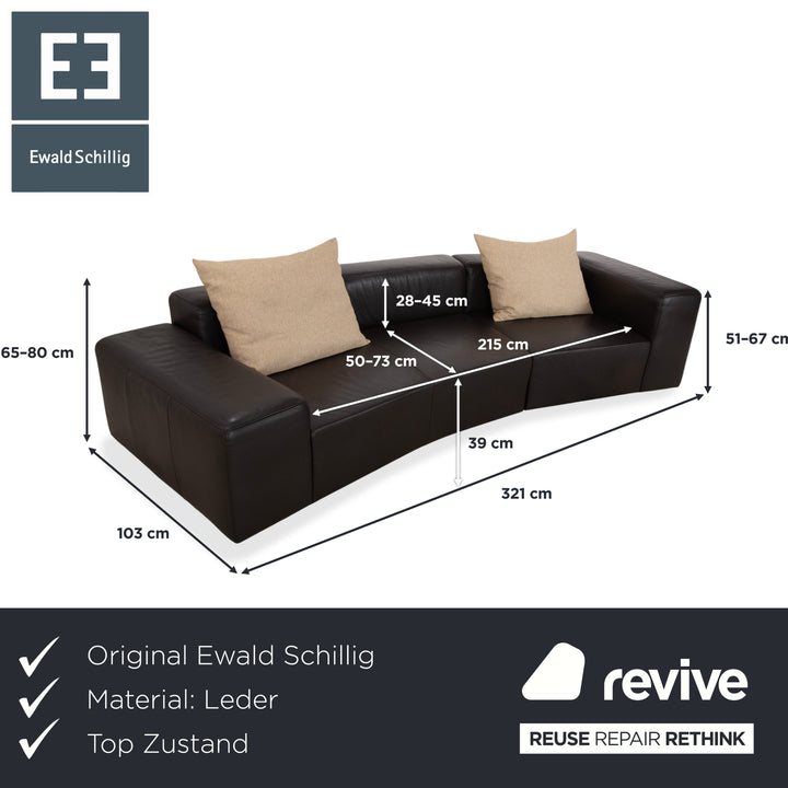 Ewald Schillig Quantum Cuir Quatre Places Marron Espresso