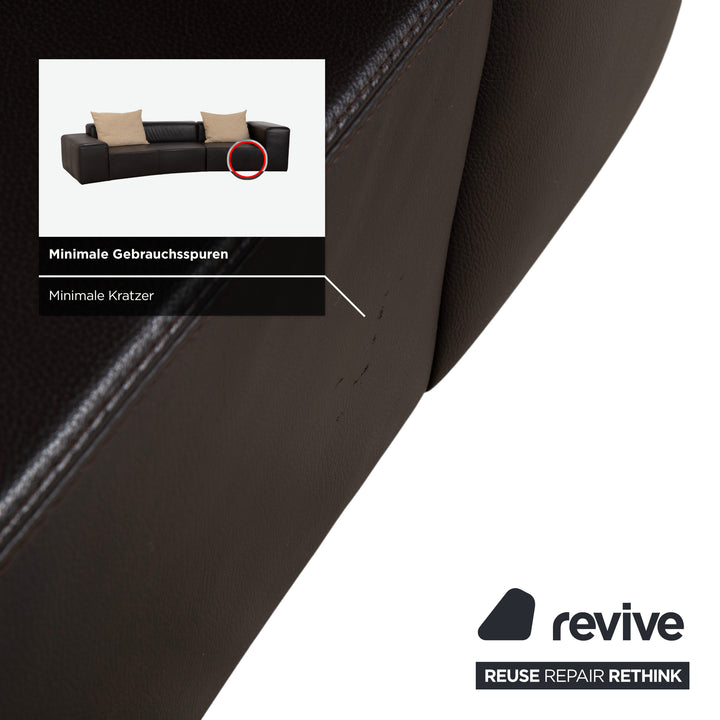 Ewald Schillig Quantum Cuir Quatre Places Marron Espresso