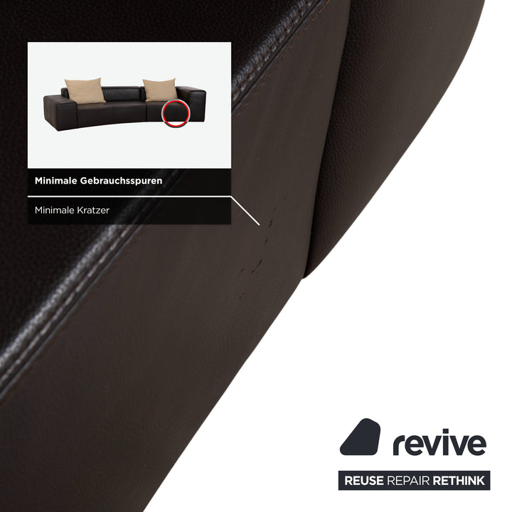 Ewald Schillig Quantum Leder Viersitzer Hocker Braun Espresso