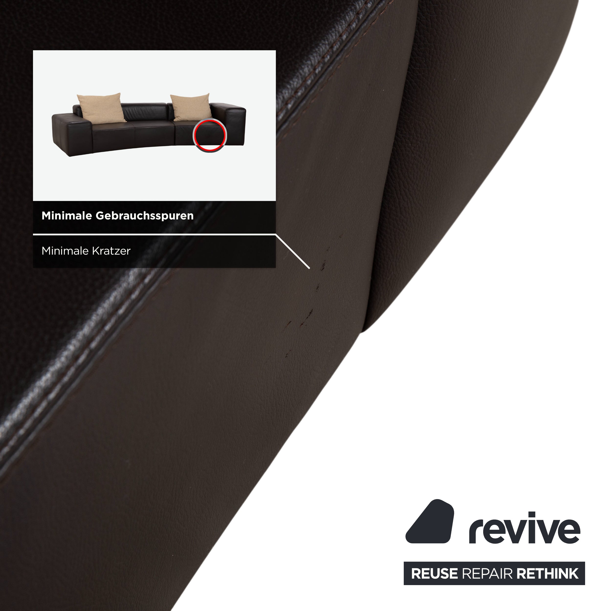 Ewald Schillig Quantum Leder Viersitzer Hocker Braun Espresso