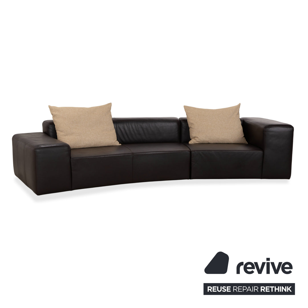 Ewald Schillig Quantum Leather Four-Seater Stool Brown Espresso