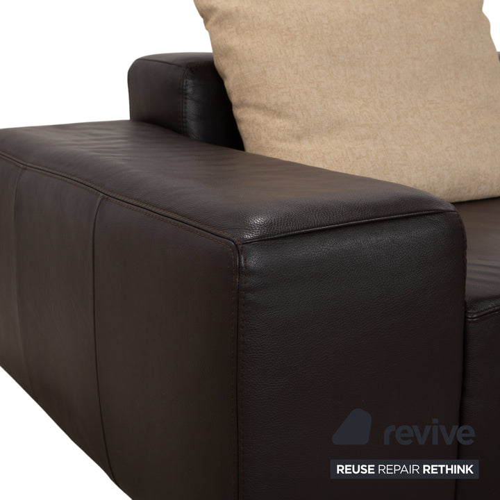 Ewald Schillig Quantum Leather Four-Seater Stool Brown Espresso