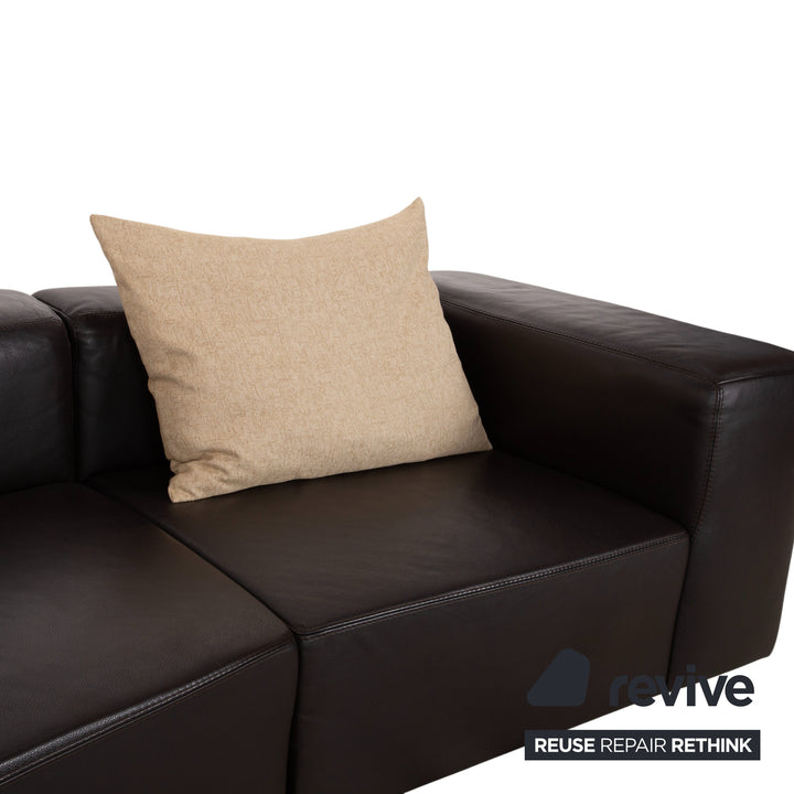 Ewald Schillig Quantum Leather Four-Seater Stool Brown Espresso