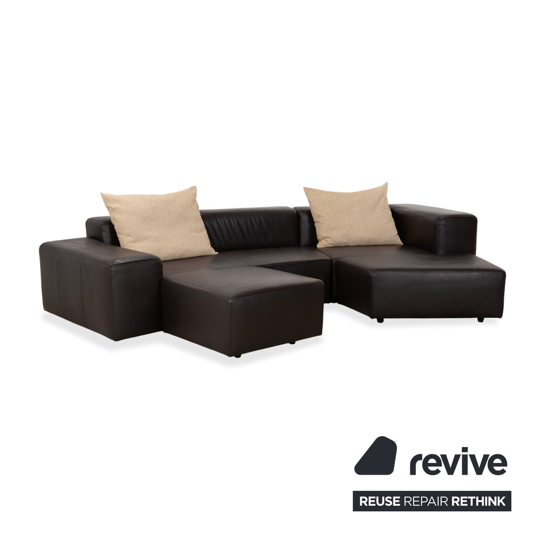 Ewald Schillig Quantum Leder Viersitzer Hocker Braun Espresso