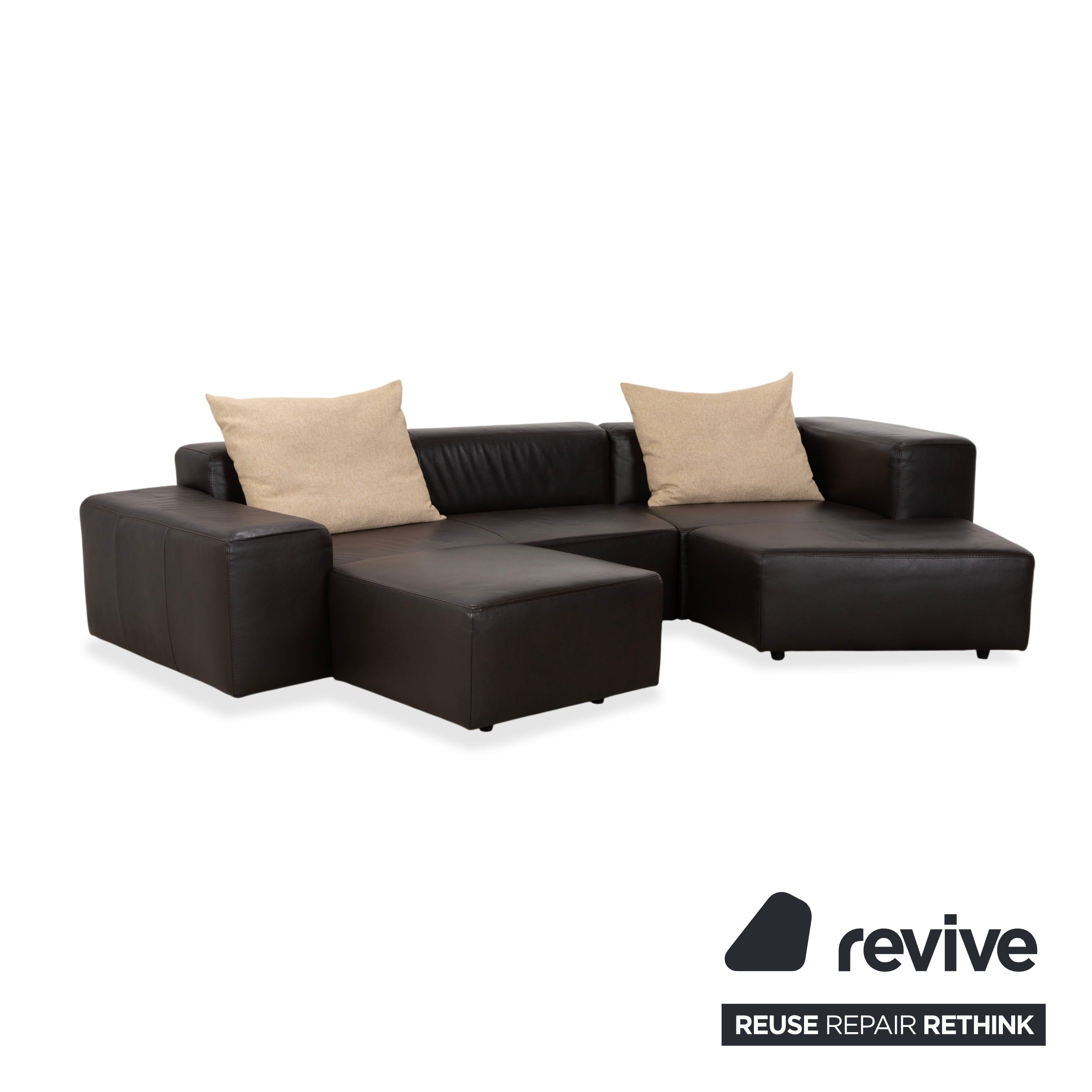 Ewald Schillig Quantum Leder Viersitzer Hocker Braun Espresso