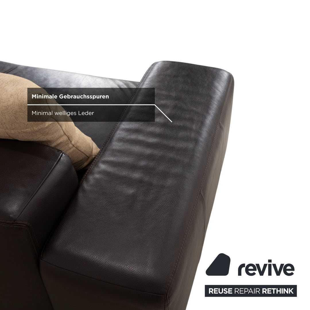 Tabouret quatre places en cuir Quantum d'Ewald Schillig, couleur espresso marron