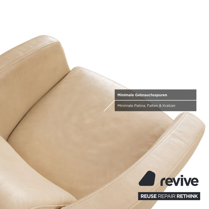 Ewald Schillig Sam 2x Leather Armchair Cream Beige Swivel Function