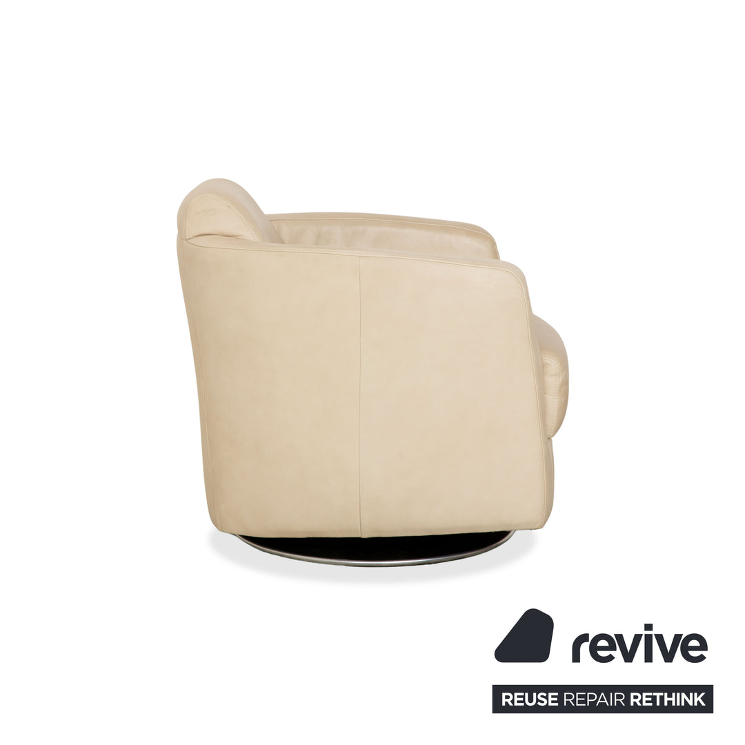 Ewald Schillig Sam 2x Leather Armchair Cream Beige Swivel Function