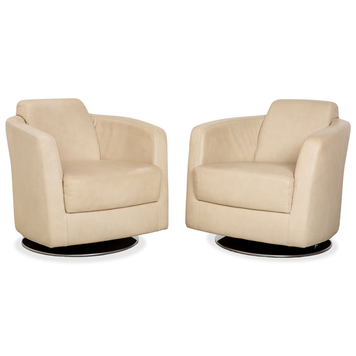Ewald Schillig Sam 2x Leather Armchair Cream Beige Swivel Function