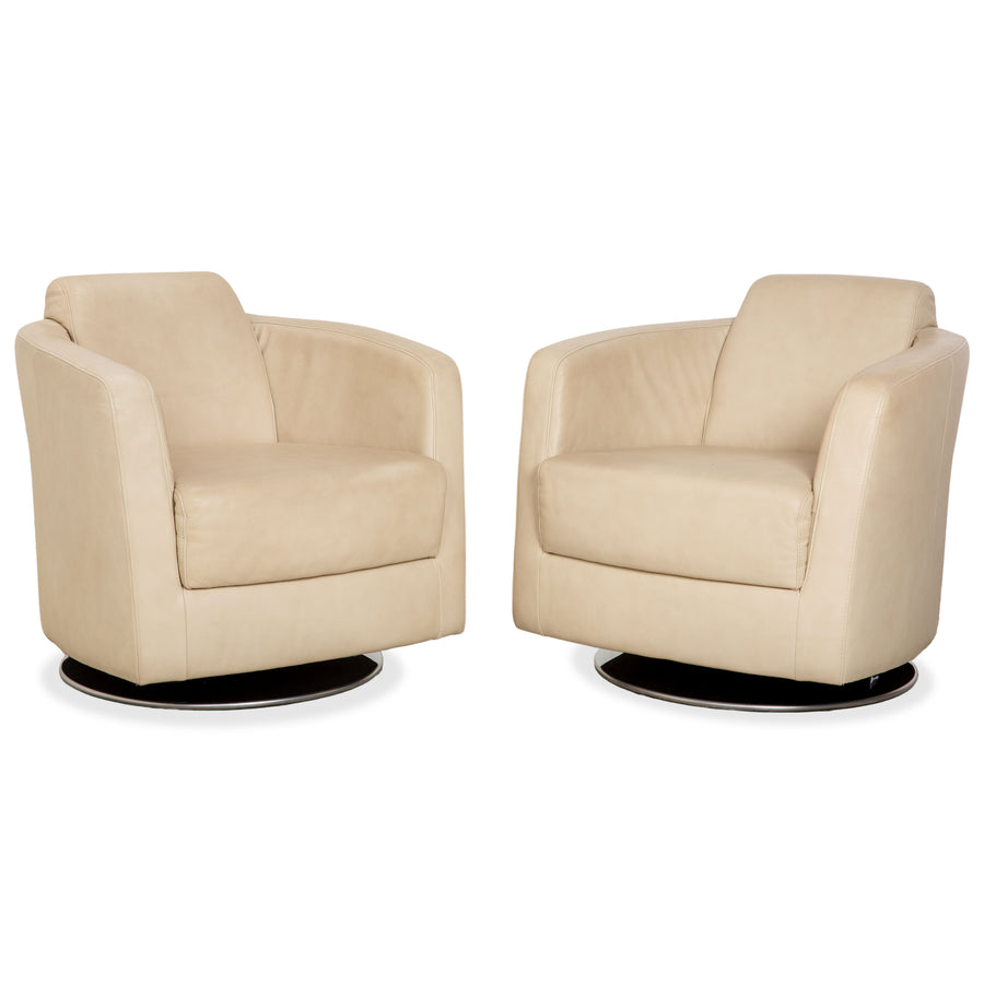 Fauteuil pivotant en cuir Ewald Schillig Sam 2x beige crème