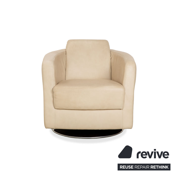 Ewald Schillig Sam Leather Armchair Cream Beige Swivel Function