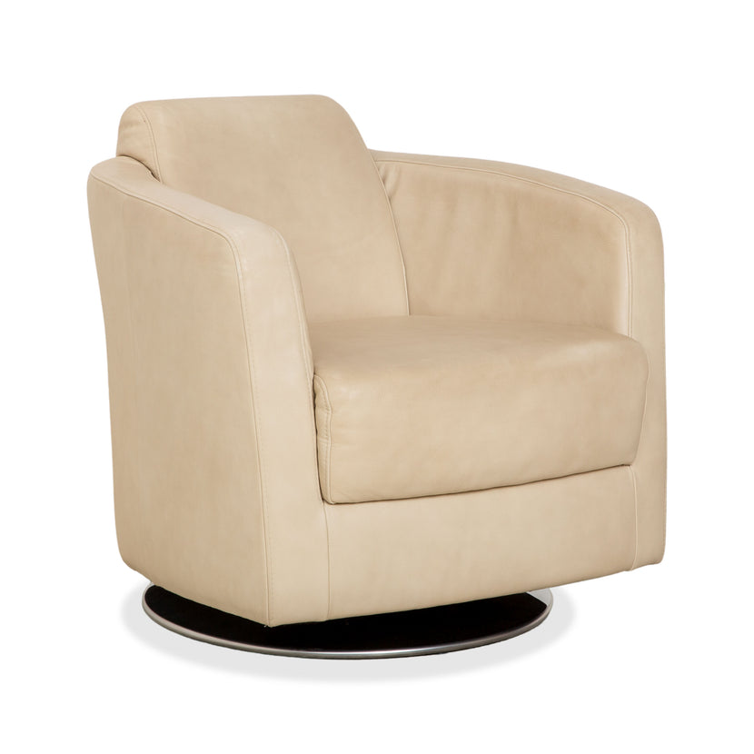 Ewald Schillig Sam Leder Sessel Creme Beige Drehfunktion