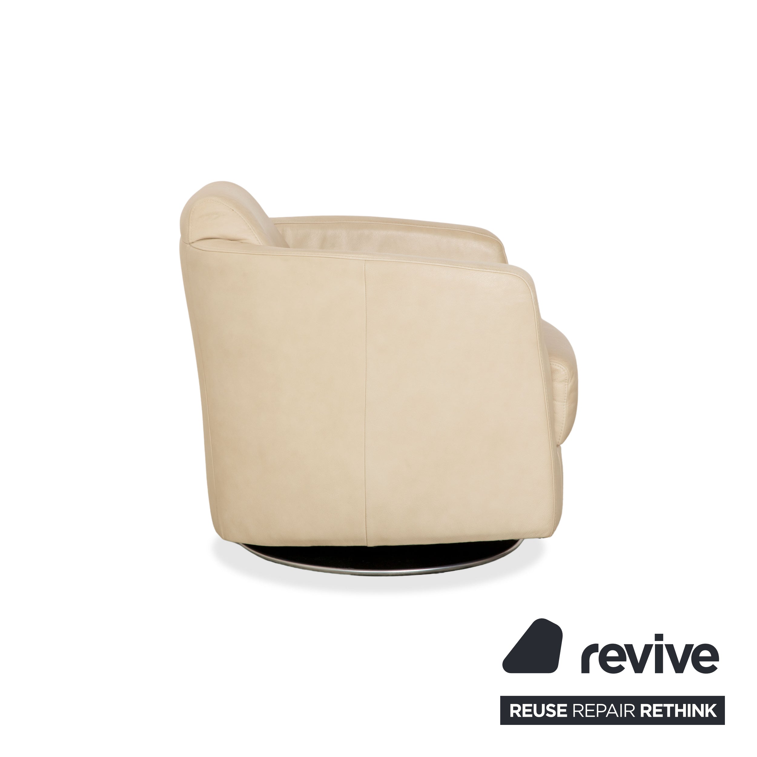Ewald Schillig Sam Leder Sessel Creme Beige Drehfunktion