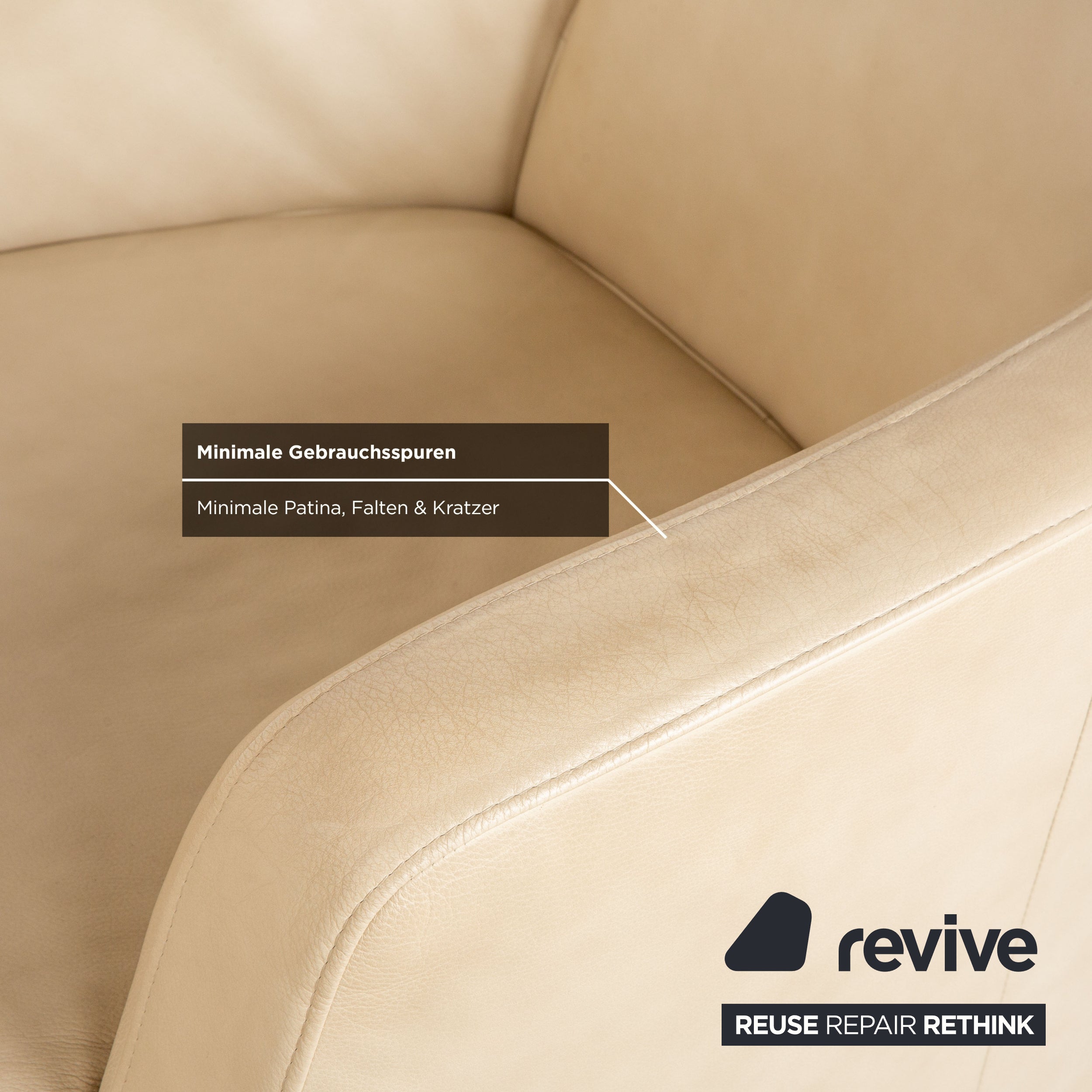 Ewald Schillig Sam Leder Sessel Creme Beige Drehfunktion