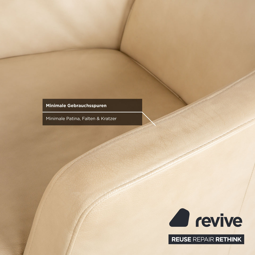 Ewald Schillig Sam Leather Armchair Cream Beige Swivel Function