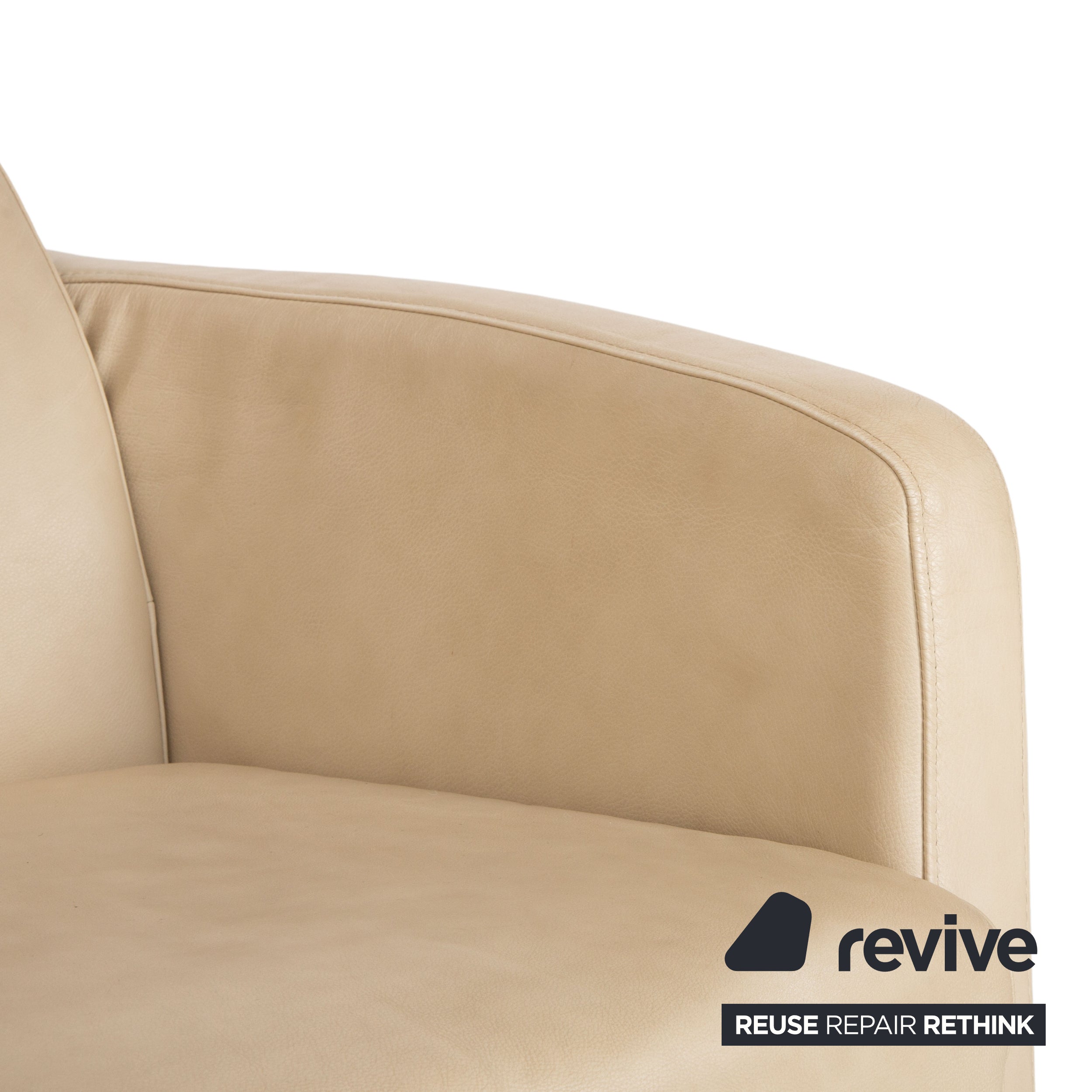 Ewald Schillig Sam Leder Sessel Creme Beige Drehfunktion