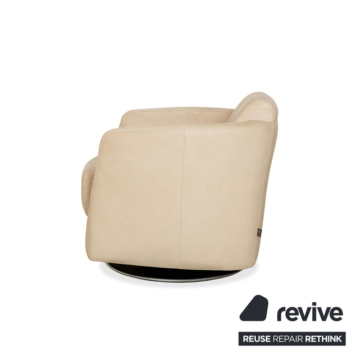 Ewald Schillig Sam Leder Sessel Creme Beige Drehfunktion