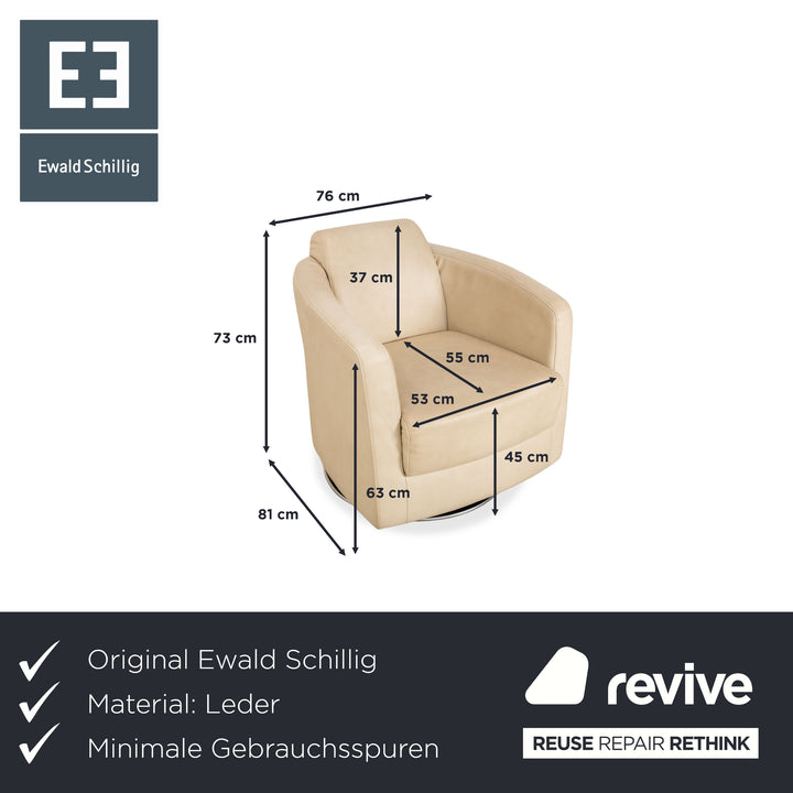 Ewald Schillig Sam Leather Armchair Cream Beige Swivel Function