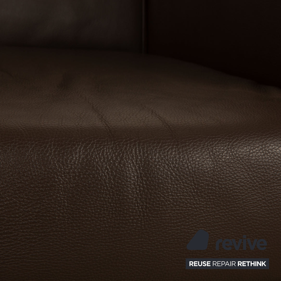 Ewald Schillig Sam Leder Sessel Drehfunktion Braun Taupe