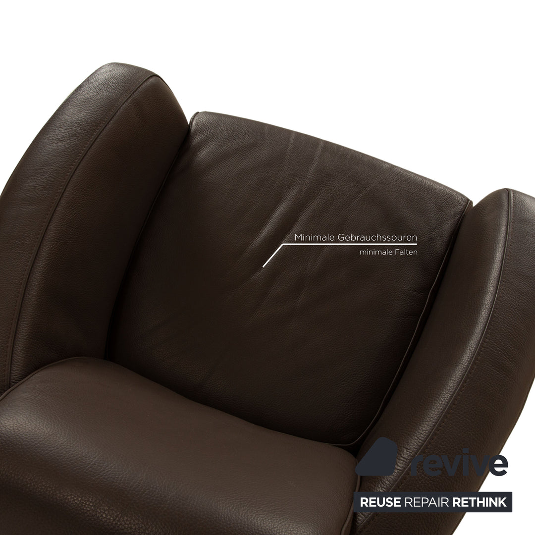 Ewald Schillig Sam Leder Sessel Drehfunktion Braun Taupe