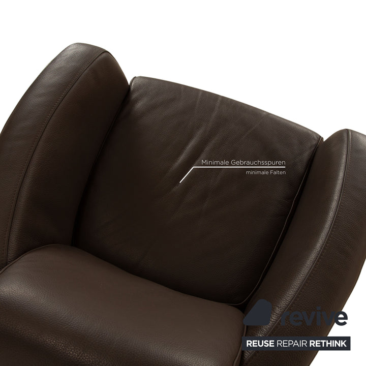 Ewald Schillig Sam Leder Sessel Drehfunktion Braun Taupe