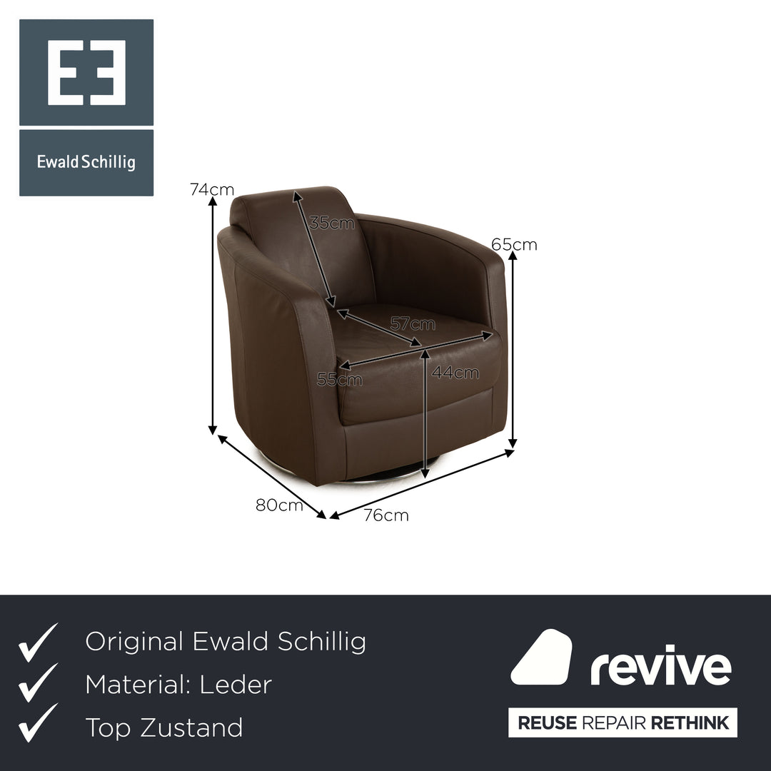Ewald Schillig Sam Leder Sessel Drehfunktion Braun Taupe