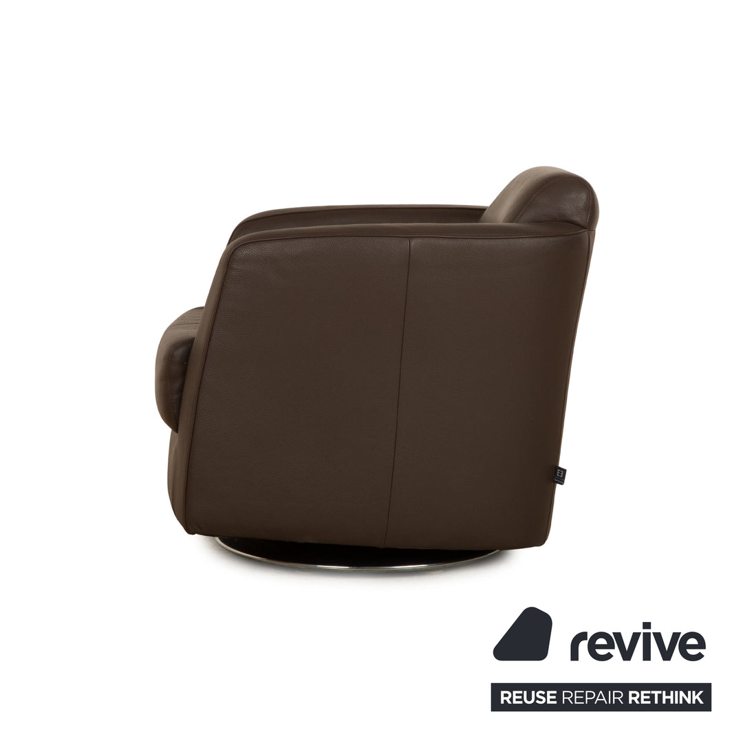 Ewald Schillig Sam Leder Sessel Drehfunktion Braun Taupe