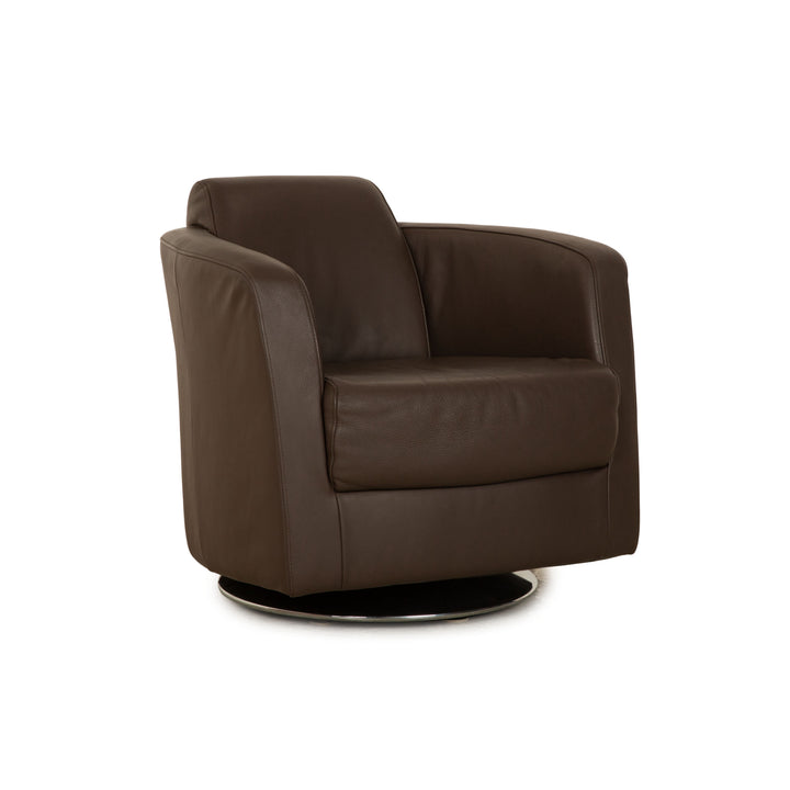 Ewald Schillig Sam Leder Sessel Drehfunktion Braun Taupe