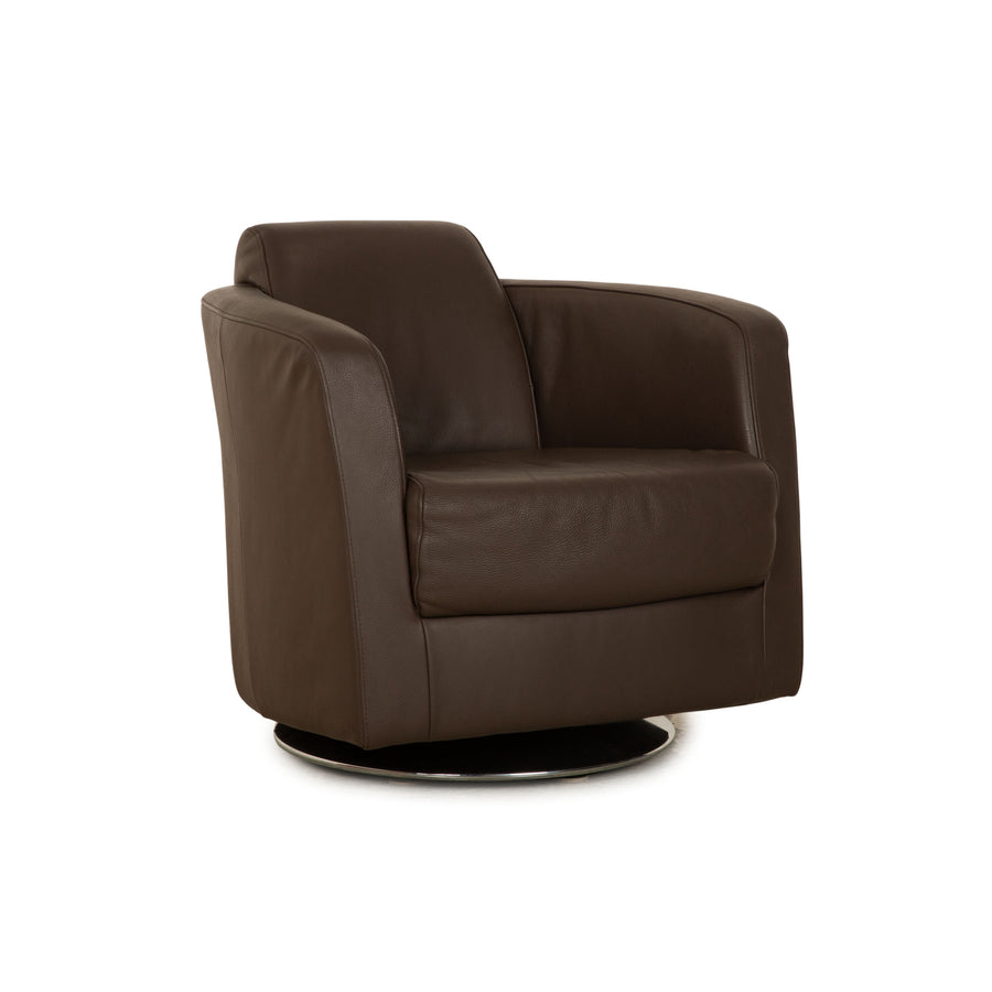 Ewald Schillig Sam Leder Sessel Drehfunktion Braun Taupe