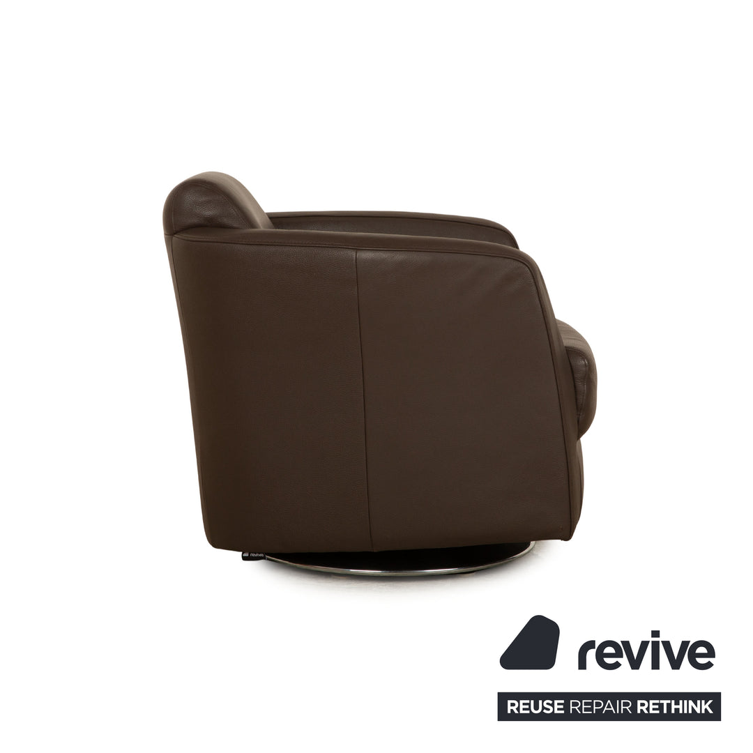 Ewald Schillig Sam Leder Sessel Drehfunktion Braun Taupe