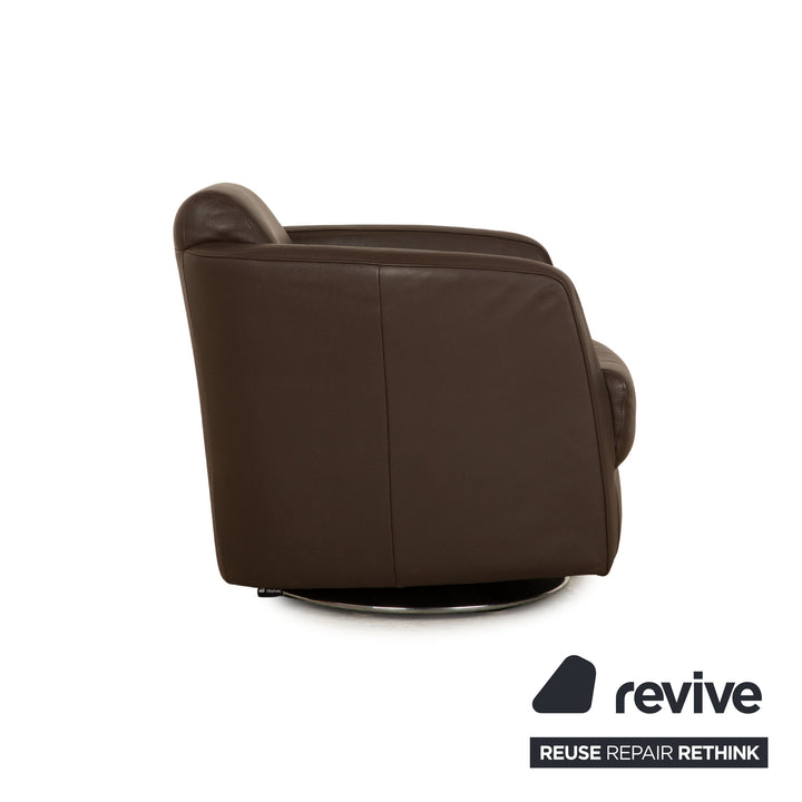 Ewald Schillig Sam Leder Sessel Drehfunktion Braun Taupe