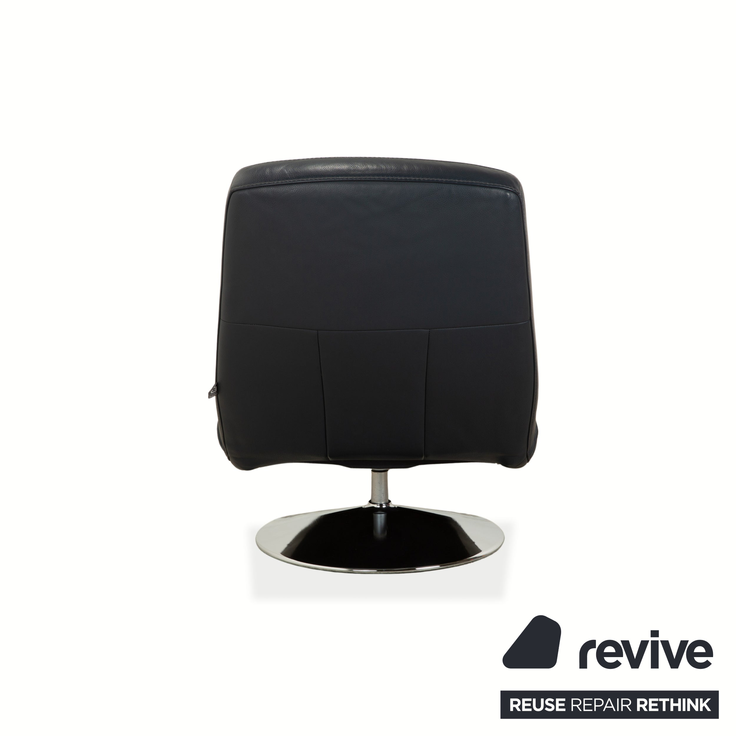 Fauteuil lounge en cuir Silence d'Ewald Schillig, bleu-gris