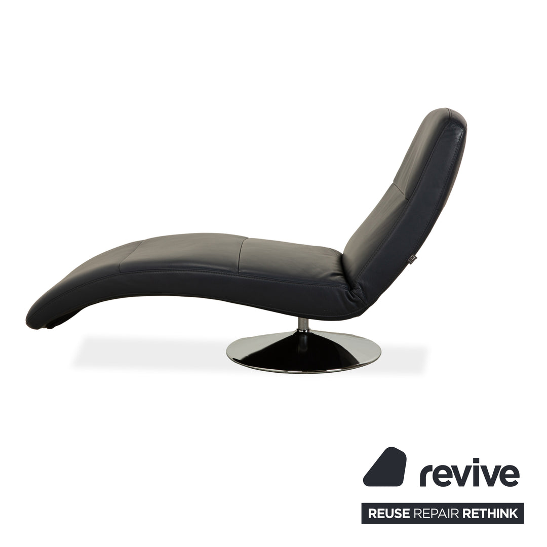 Ewald Schillig Silence Leather Lounger Blue Grey