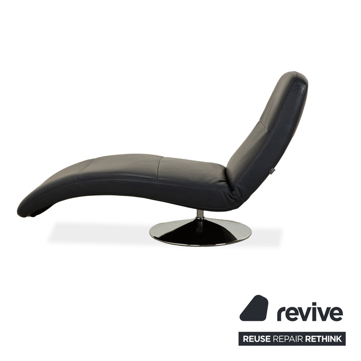 Ewald Schillig Silence Leather Lounger Blue Grey