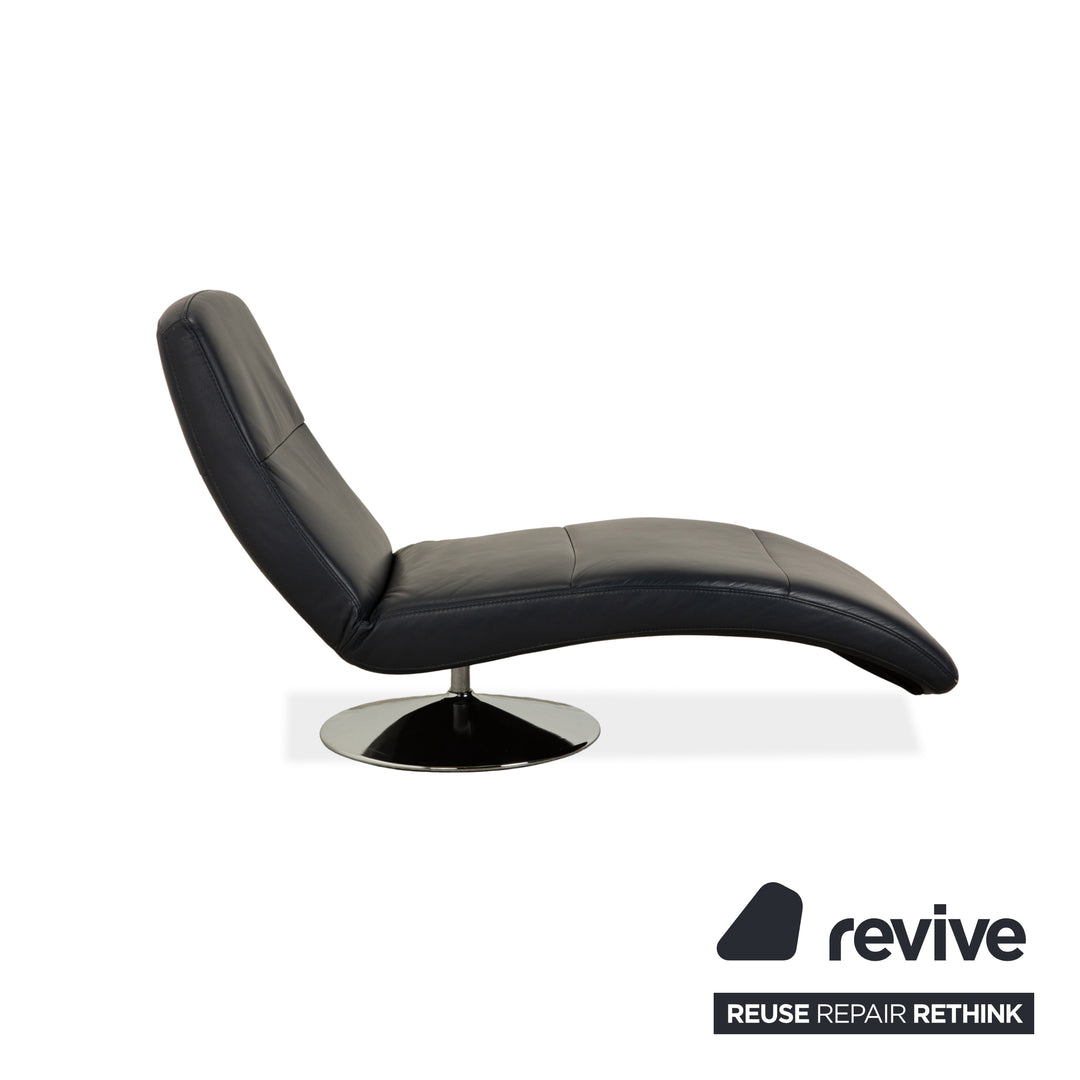 Ewald Schillig Silence Leather Lounger Blue Grey