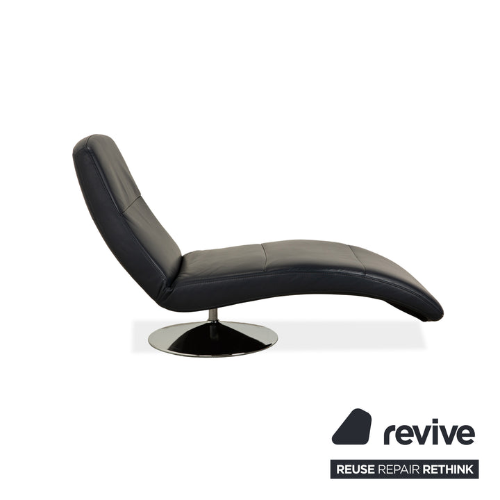 Ewald Schillig Silence Leather Lounger Blue Grey