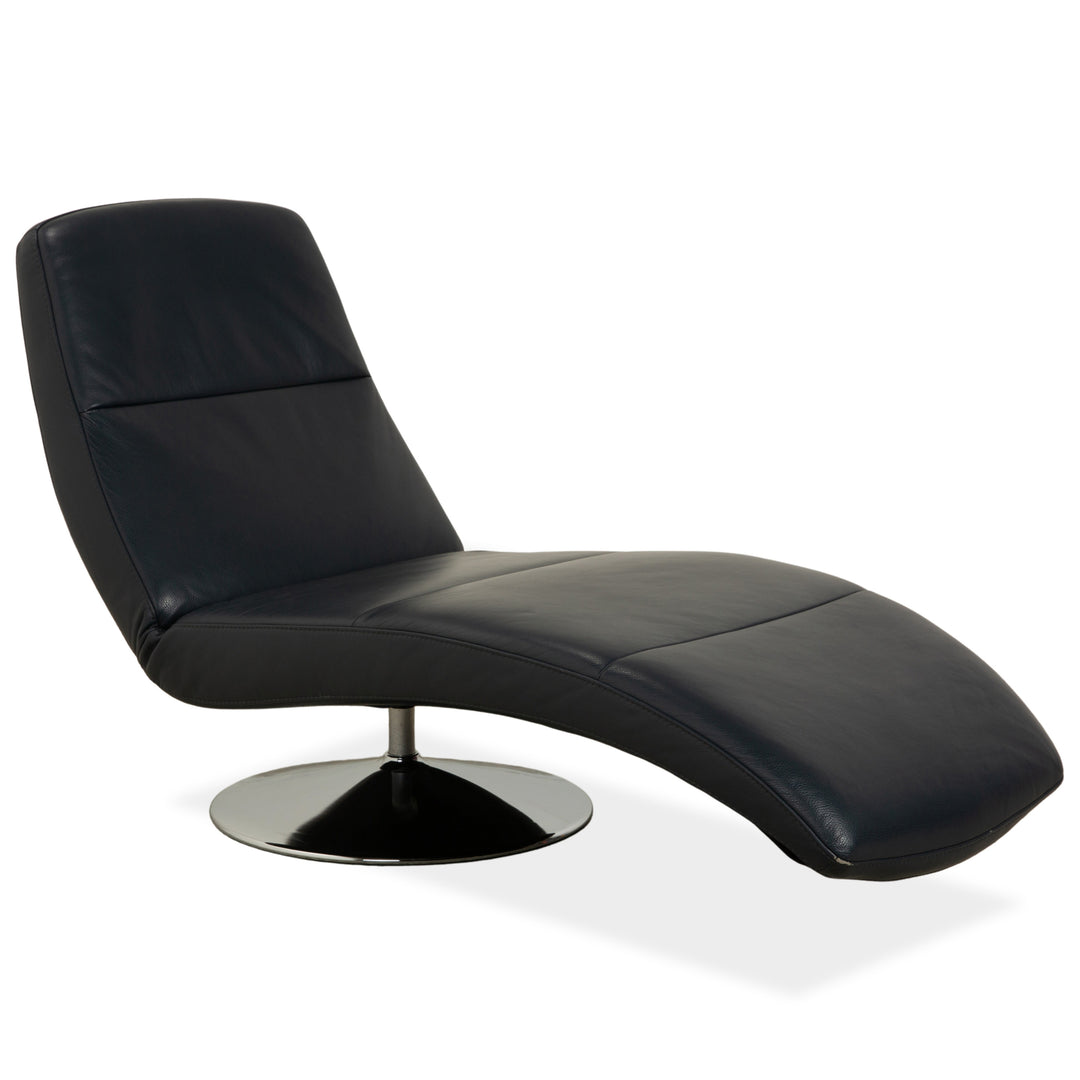 Ewald Schillig Silence Leather Lounger Blue Grey