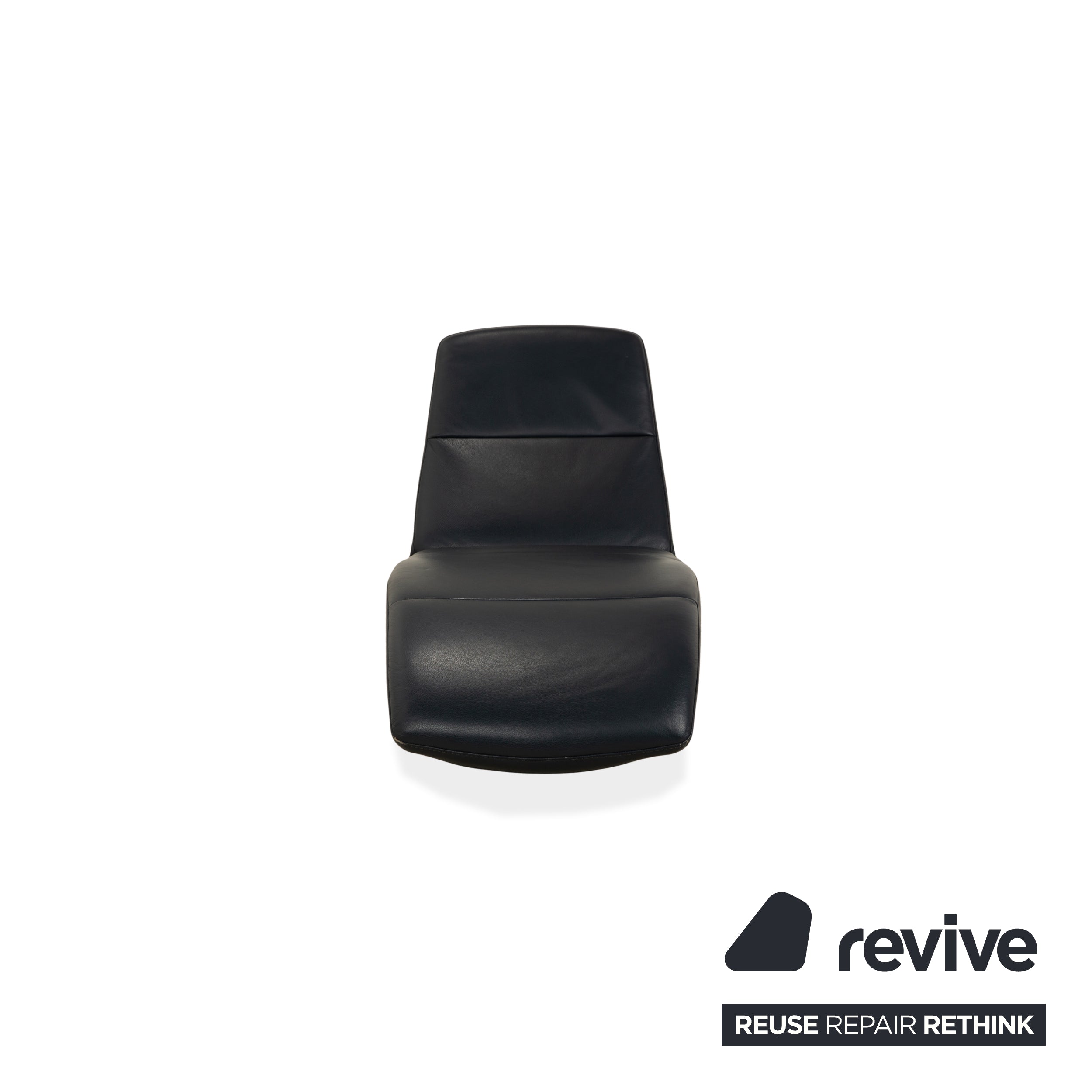 Fauteuil lounge en cuir Silence d'Ewald Schillig, bleu-gris