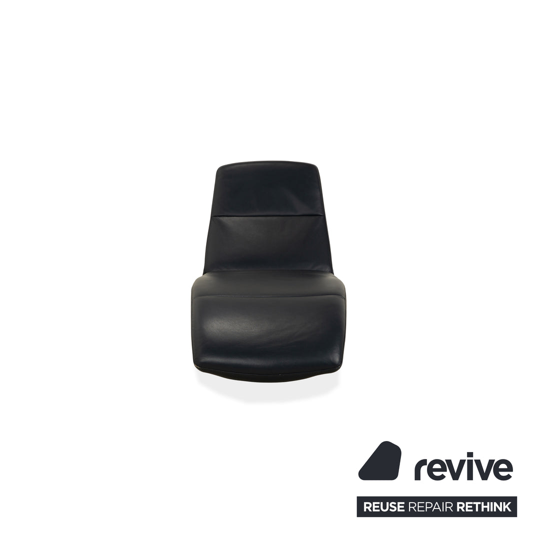 Ewald Schillig Silence Leather Lounger Blue Grey