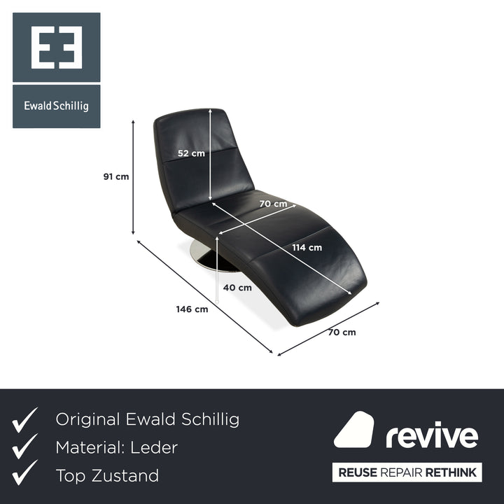 Ewald Schillig Silence Leather Lounger Blue Grey
